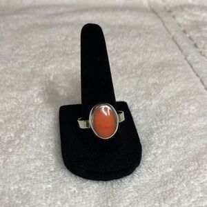 Sterling Silver Ring with Orange Coral Stone